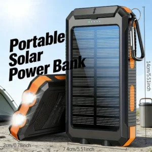 Solar-Powerbank Mit Zwei USB-Anschlüssen Und LED-Taschenlampe — Bild 3